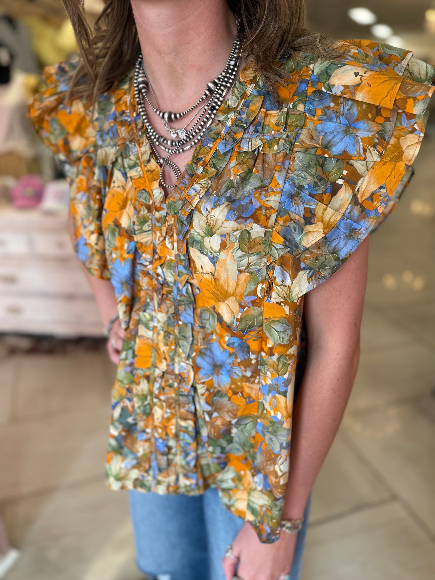 Brynlee V neck Ruffle Sleeve