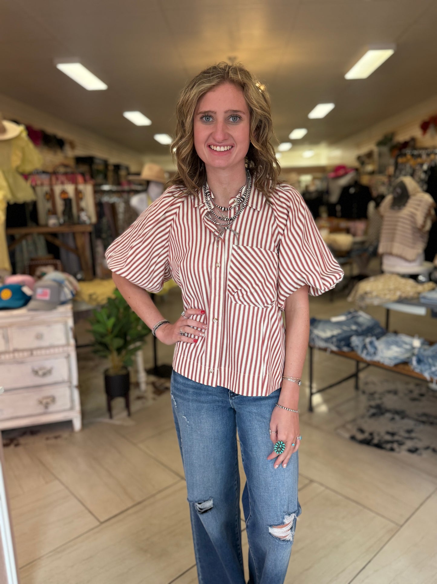 Lakelynn Stripe Collar Top