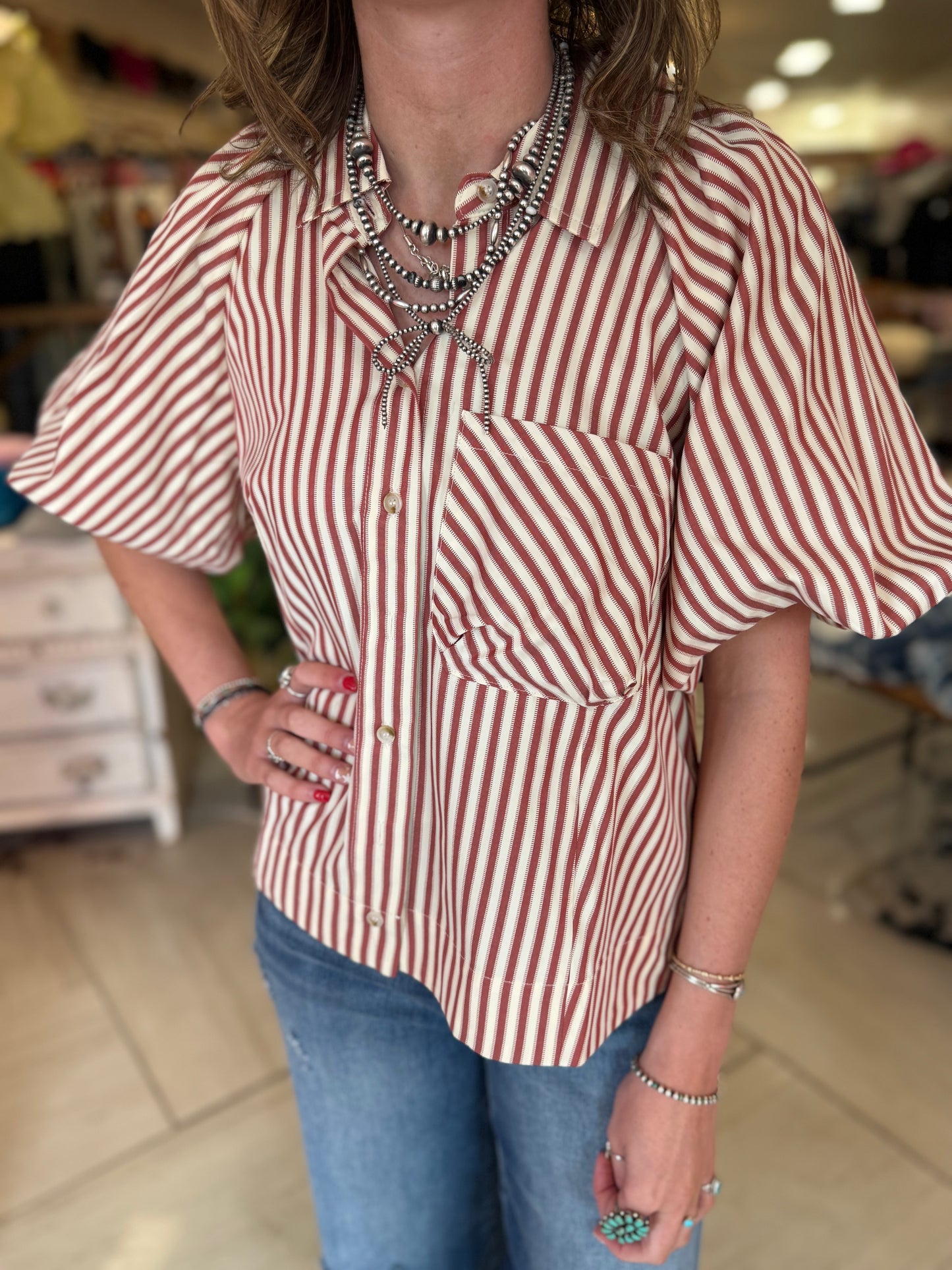 Lakelynn Stripe Collar Top