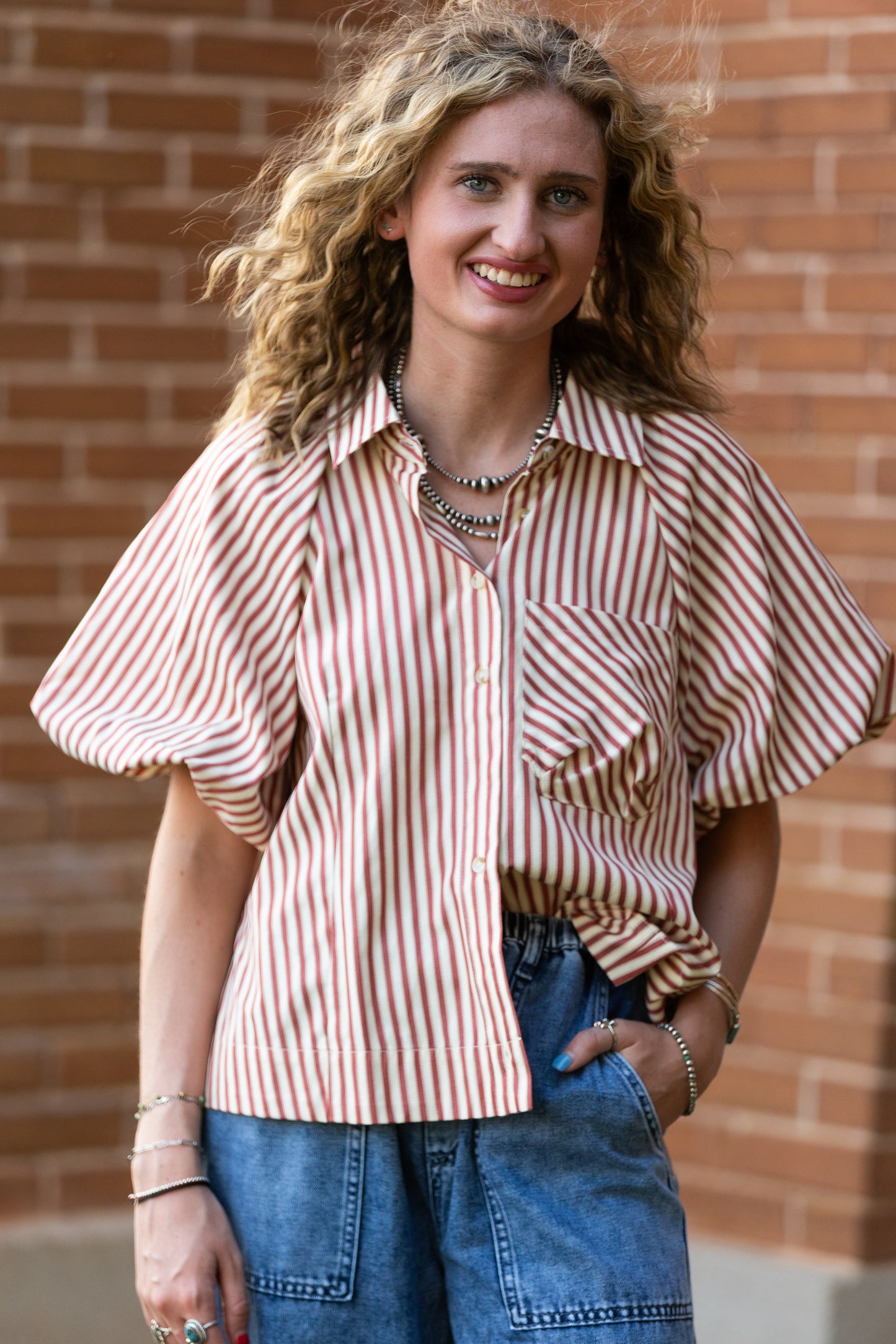 Lakelynn Stripe Collar Top