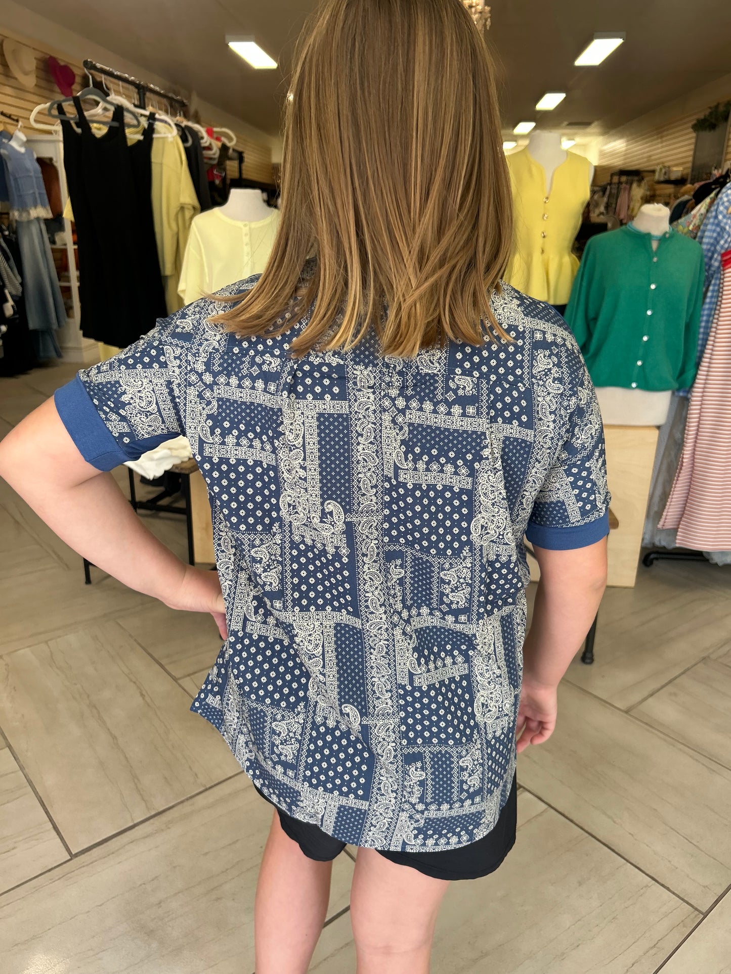 Blue Skies Patchwork Top