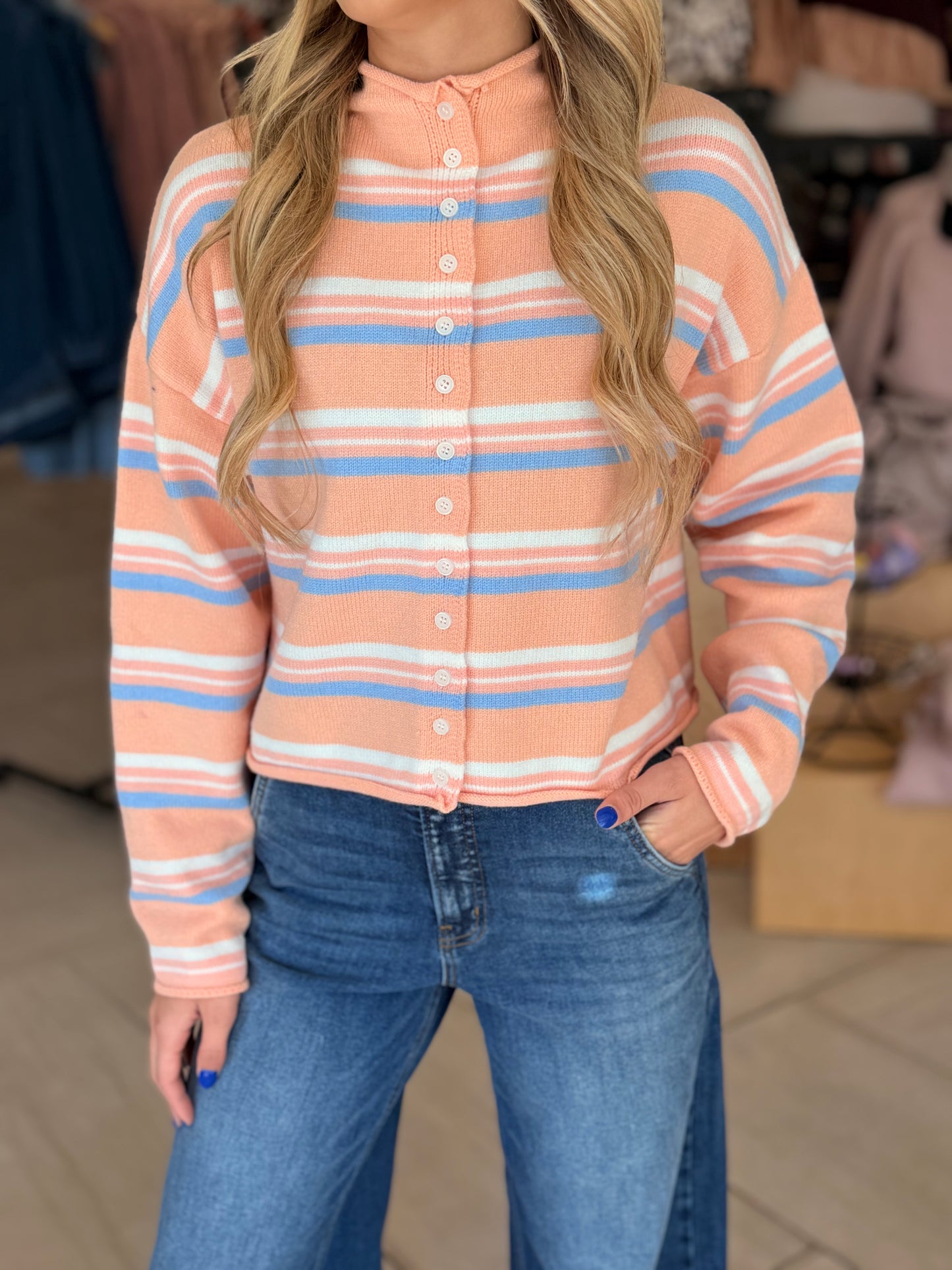 Peachy Stripe Sweater
