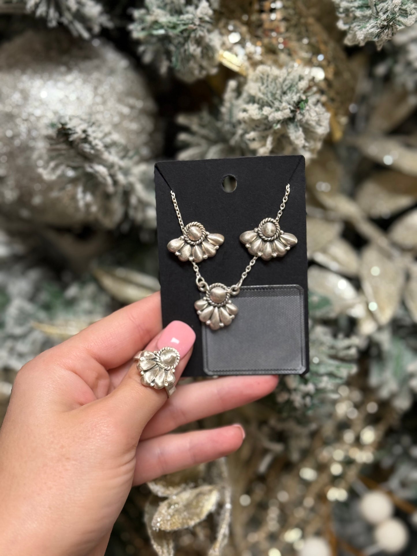 Silver Half Flower Set