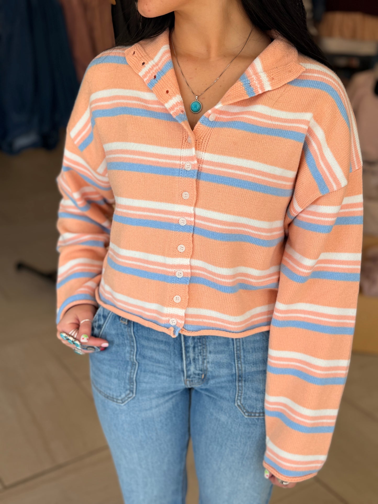 Peachy Stripe Sweater