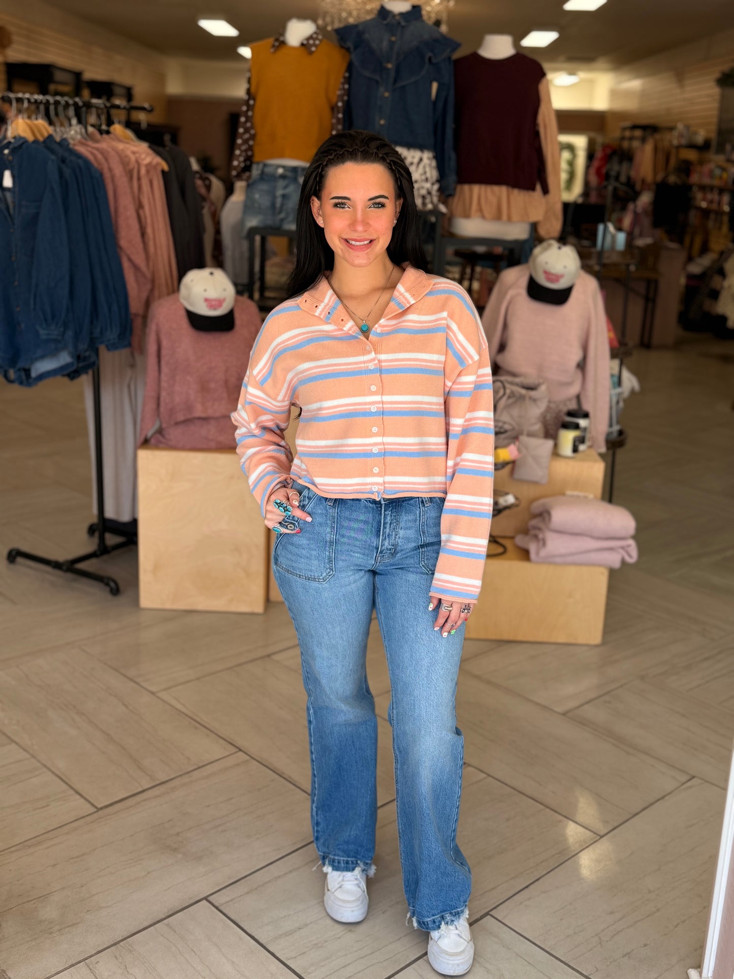 Peachy Stripe Sweater