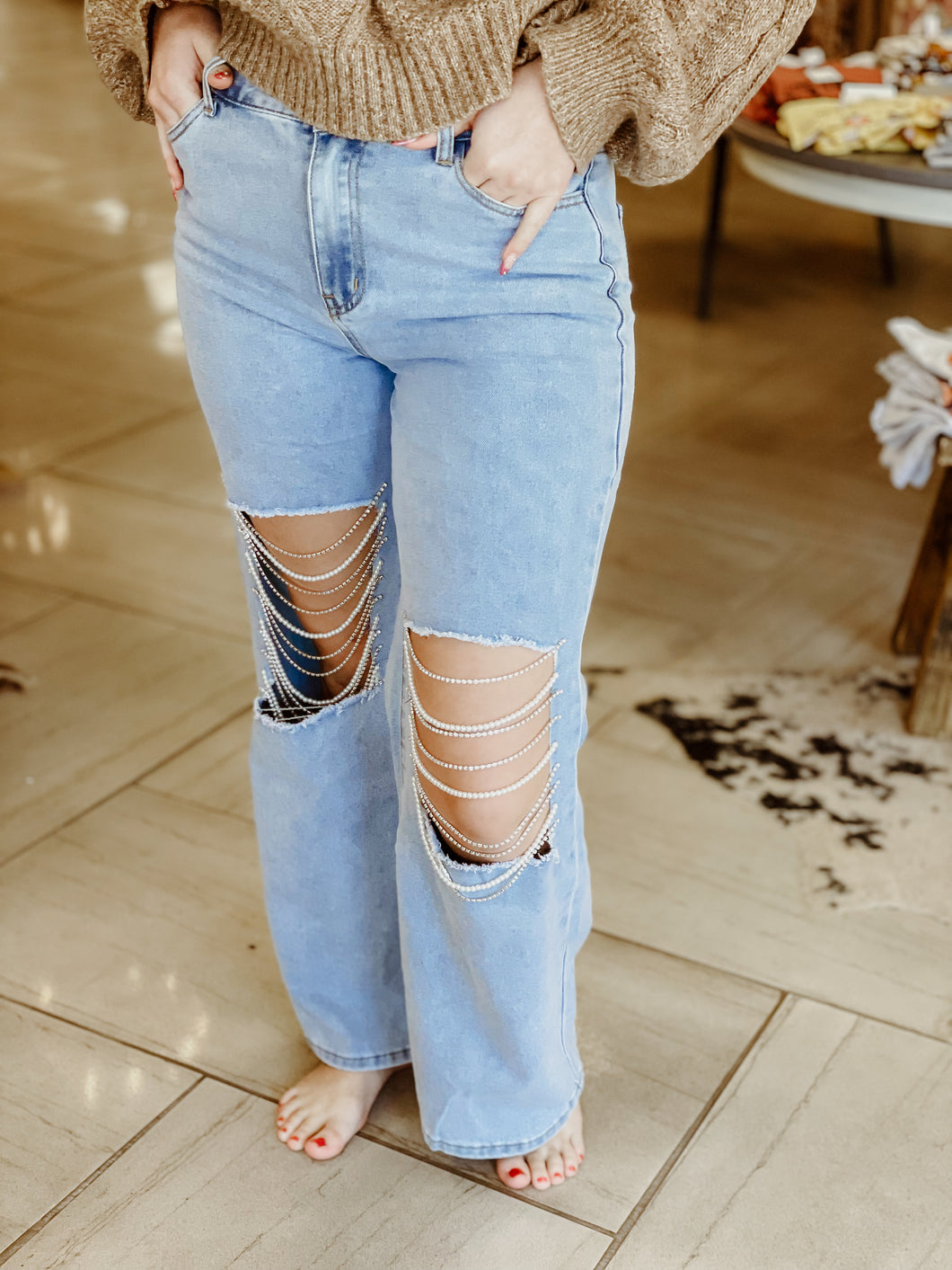 Sloane Rhinestone Peral Jeans