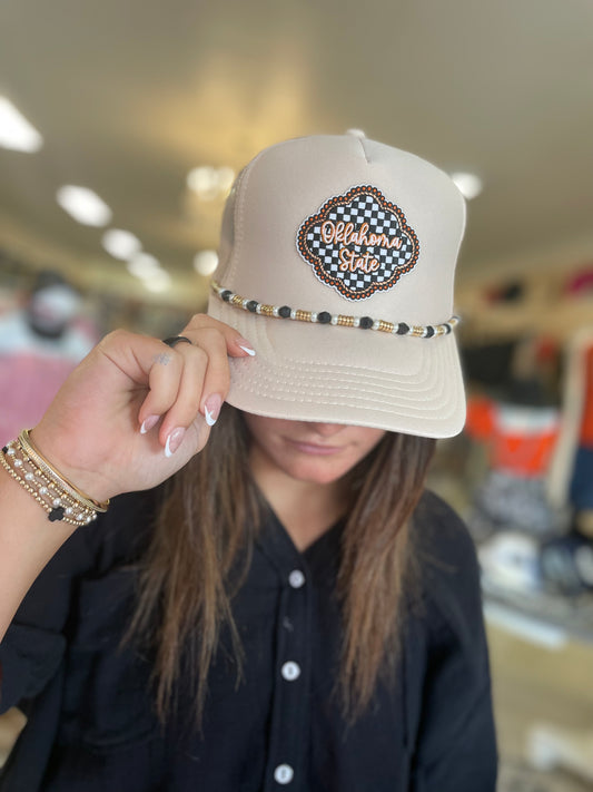 Ok State checkered hat