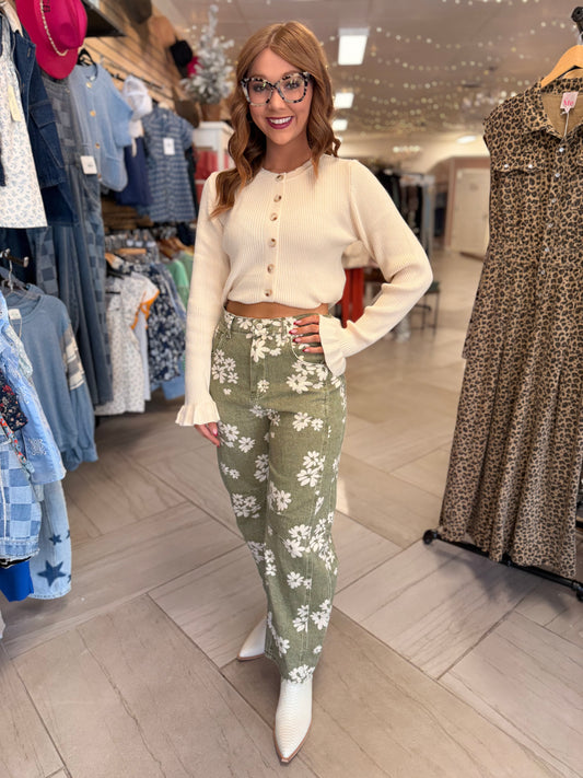 Olive Blossom Pants