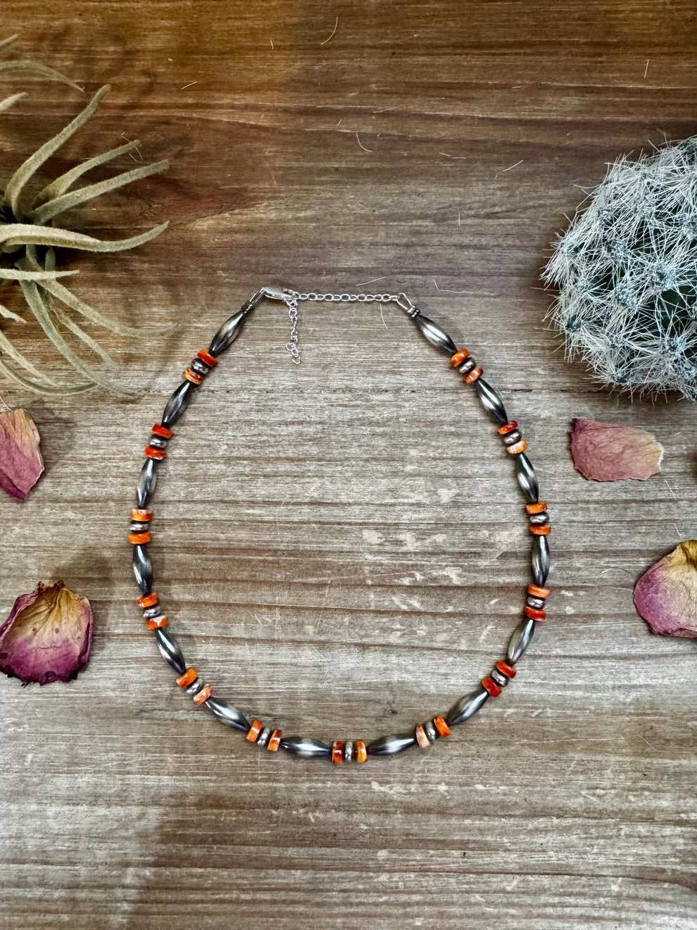 orange spiny Navajo necklace