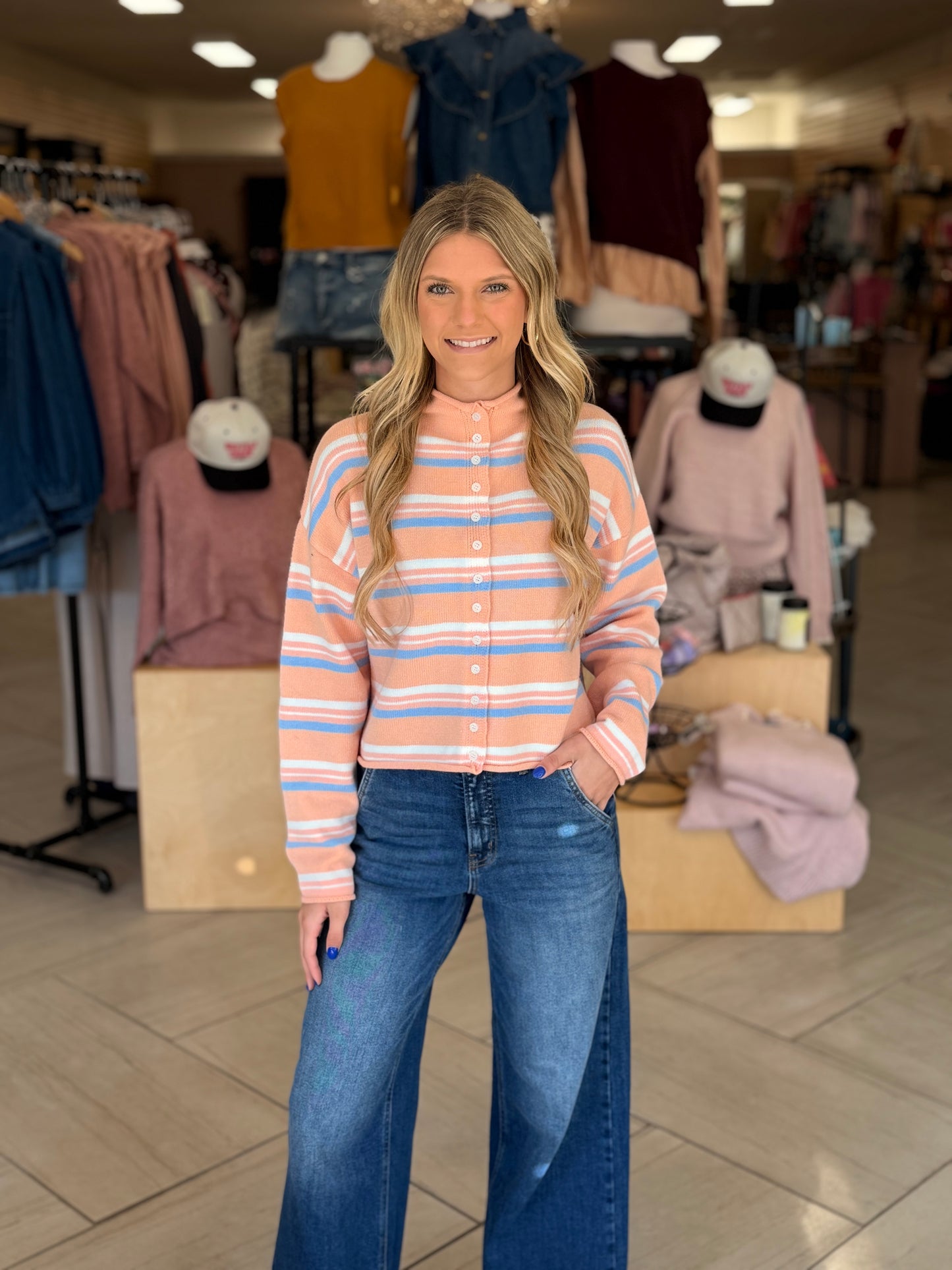 Peachy Stripe Sweater