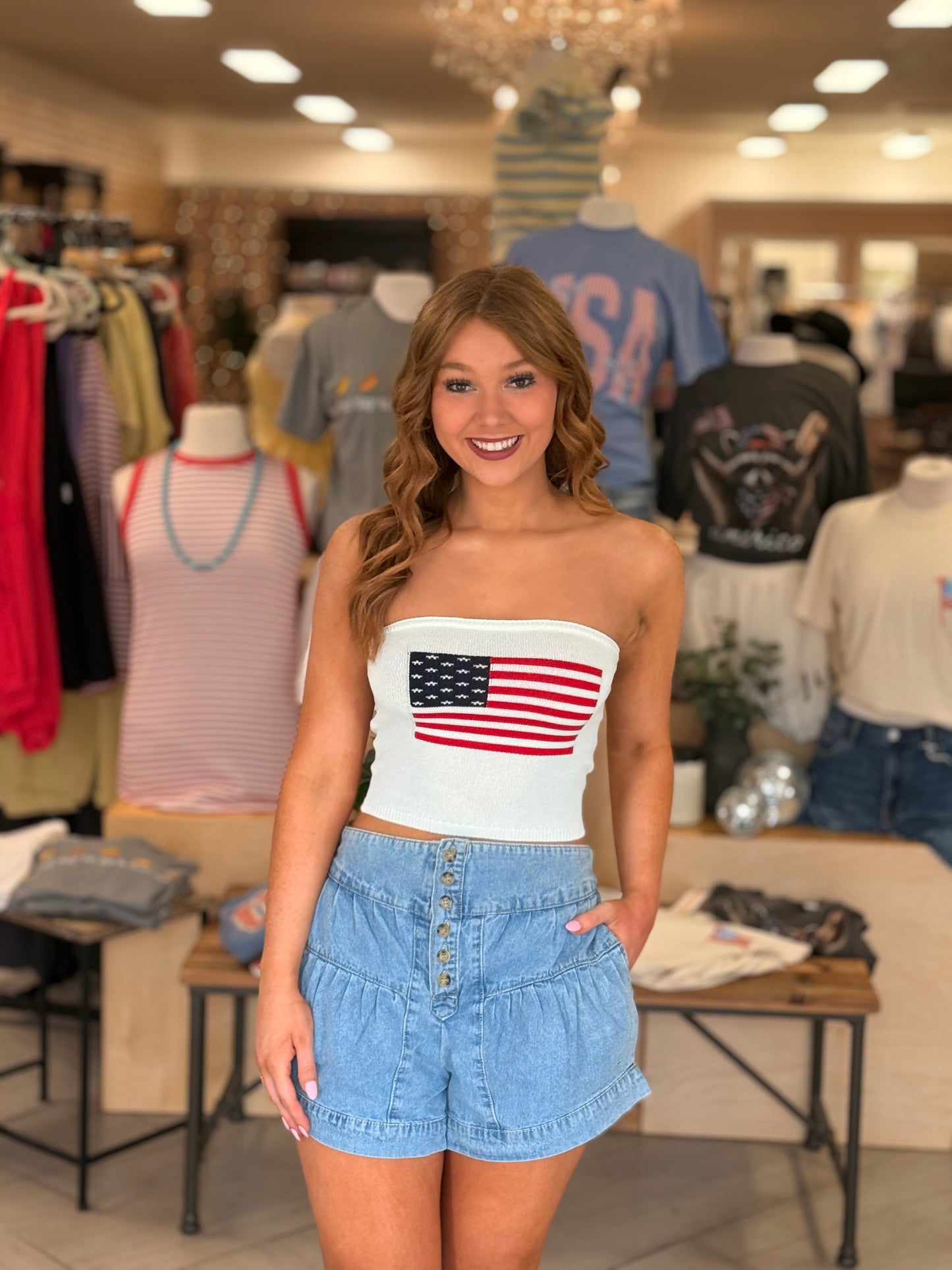 American Flag Crop Top