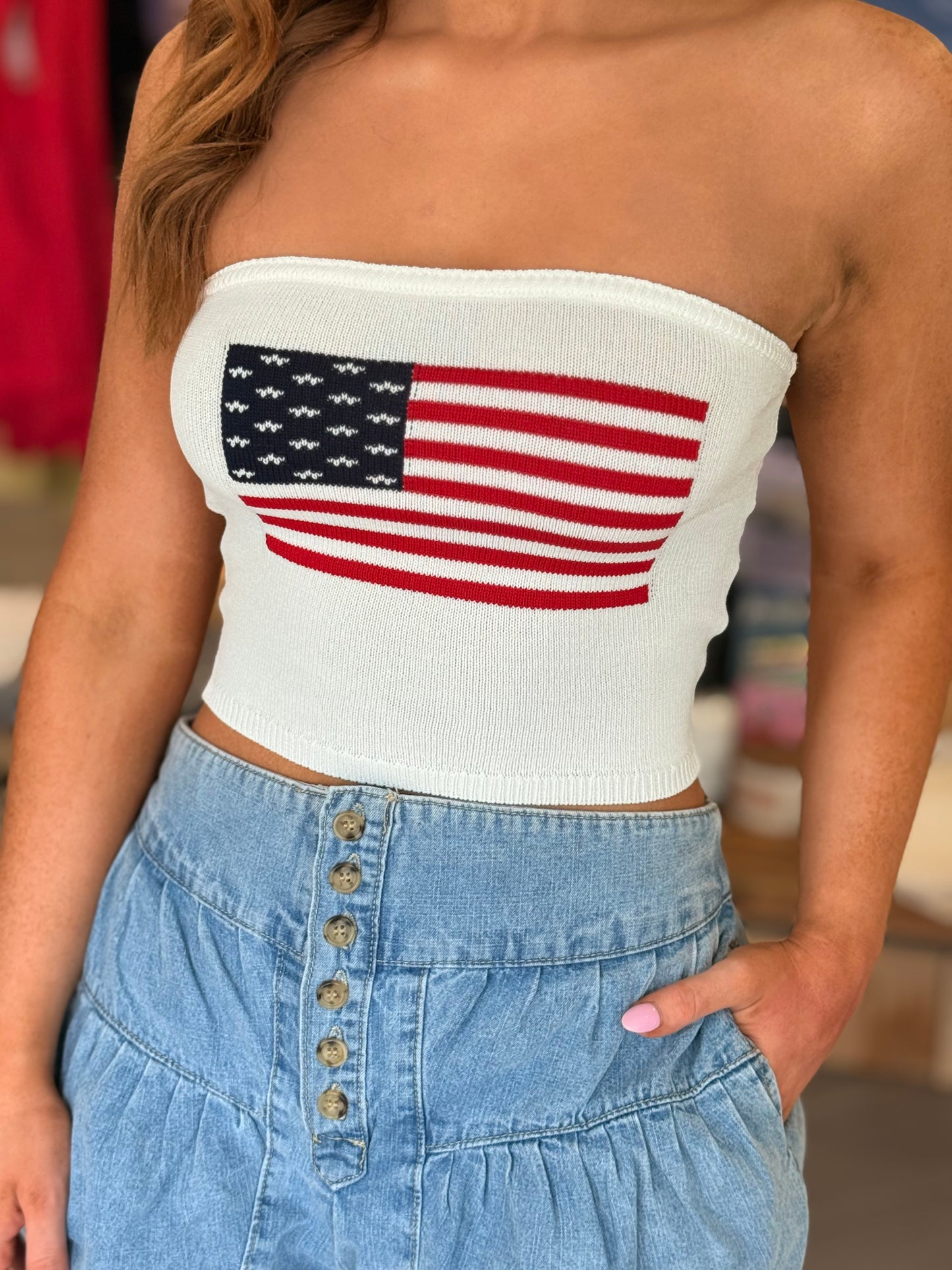 American Flag Crop Top