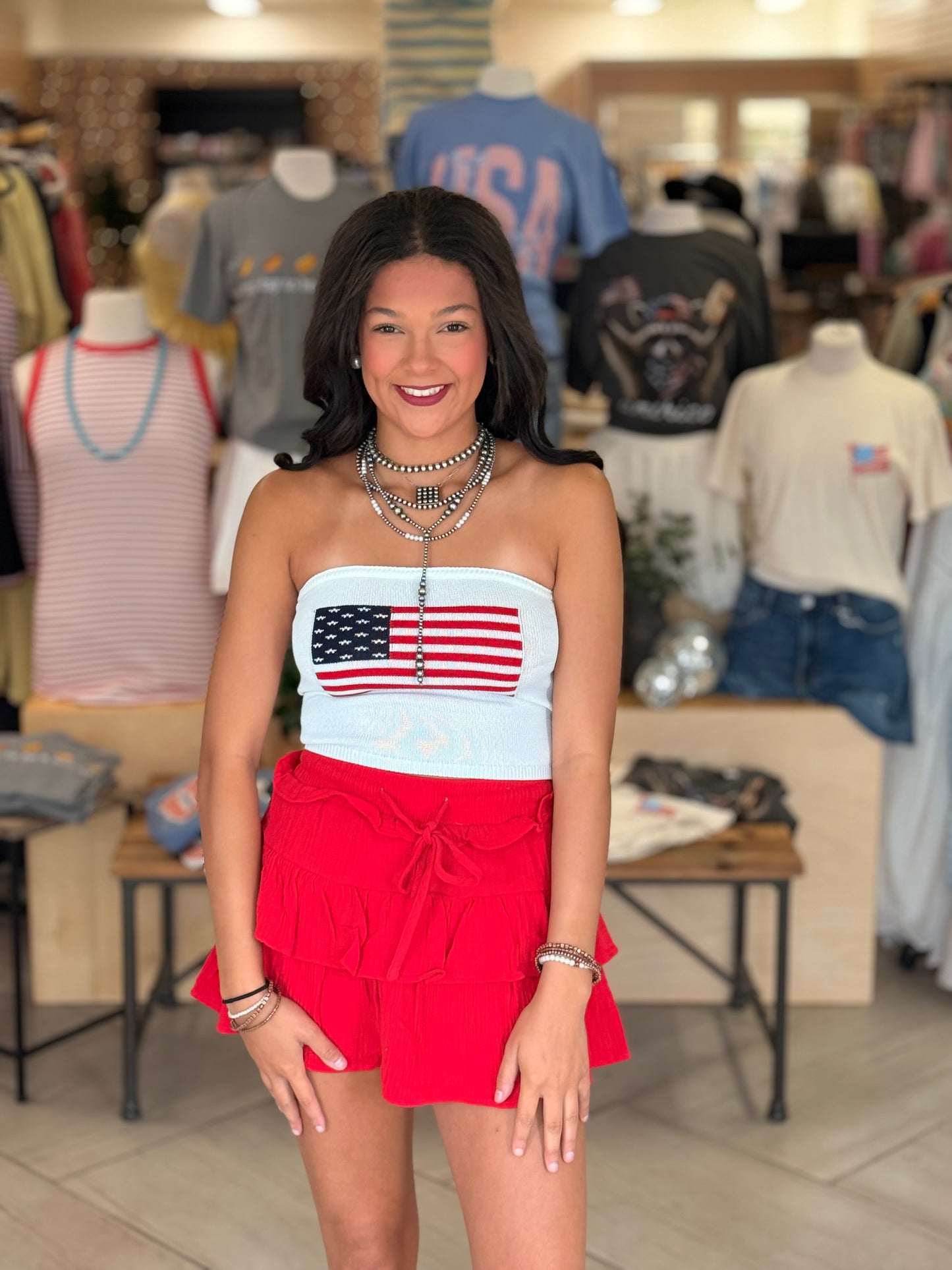 American Flag Crop Top