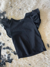 Load image into Gallery viewer, black ruffle tee
