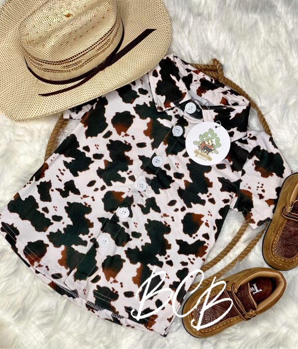 Cow print button up